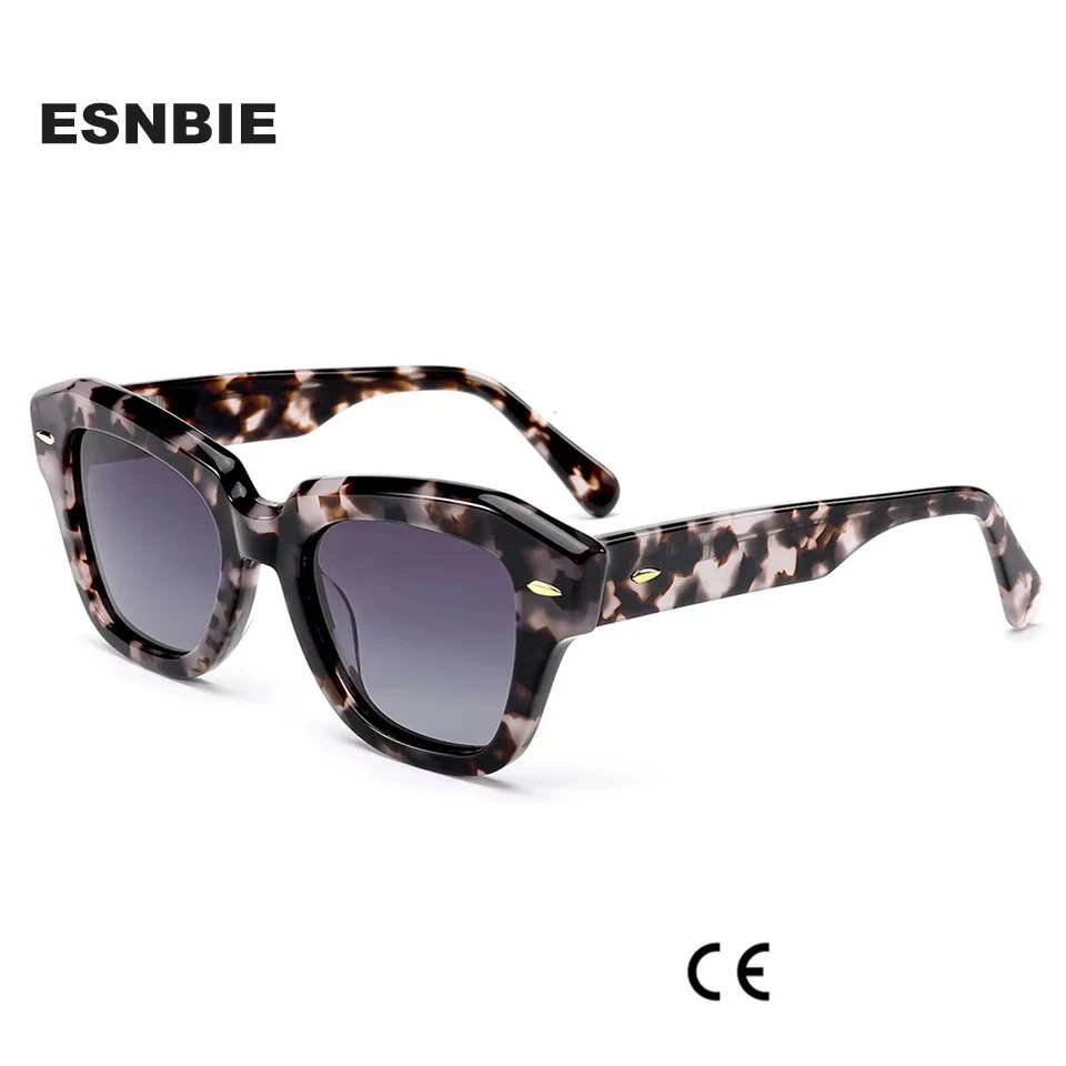 Chunky Acetate Frame Polarized Sunglasses Women Trendy Cat Eye Geometric Sun Glasses For Men Rivet Sol De Janeiro UV400