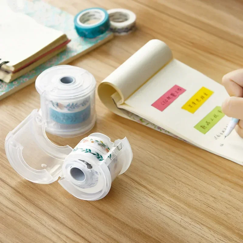 Creative Circular Transparent Tape Storage Box Multifunctional Portable Mini Tape Cutter