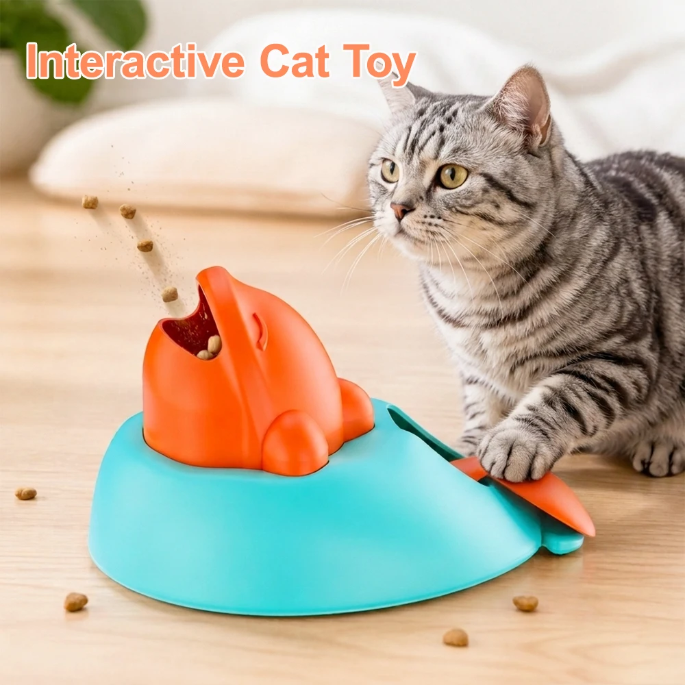 Interaktives Katzenspielzeug mit Leckerli-Spender, Futter-Puzzle in Walform, Snack-Fütterer zur Beschäftigung und Langeweile-Linderung für Hauskatzen