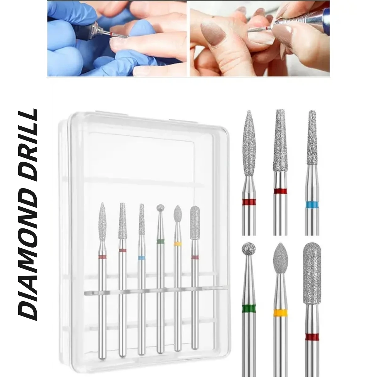 كربيد مسمار مثقاب مجموعات 6 ثقوب صندوق الأظافر مثقاب الخشب الماس مجموعة النمط الروسي قبل العلاج مجموعة تشذيب الأظافر التنغستن الصلب الصليب