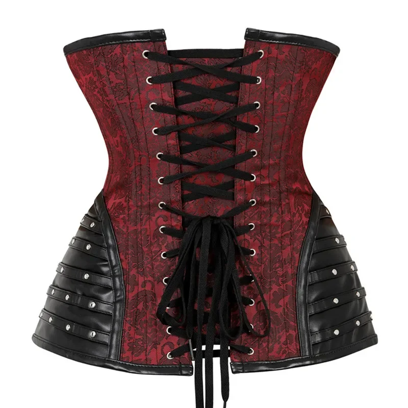 Sexy Leather Corsets Bustiers Steampunk Gothic Corset Top Vintage Floral Women Overbust Corselet Plus Size Halloween Costumes