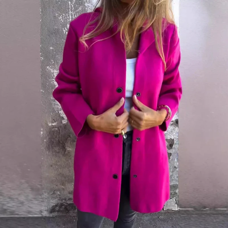 ملابس نسائية عصرية: معطف بلون سادة بأكمام طويلة، سترة صوفية كاجوال بغطاء للرأس، معطف سترة محبوك متوسط الطول #4