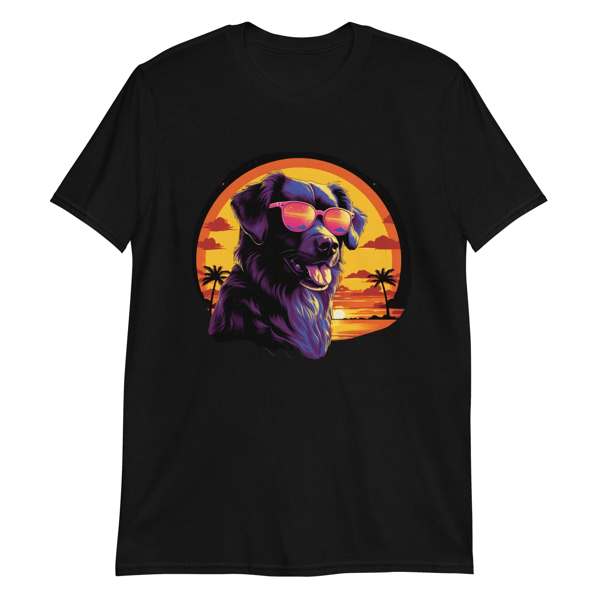 Synthwave Dog Tropical Vibes T Shirt