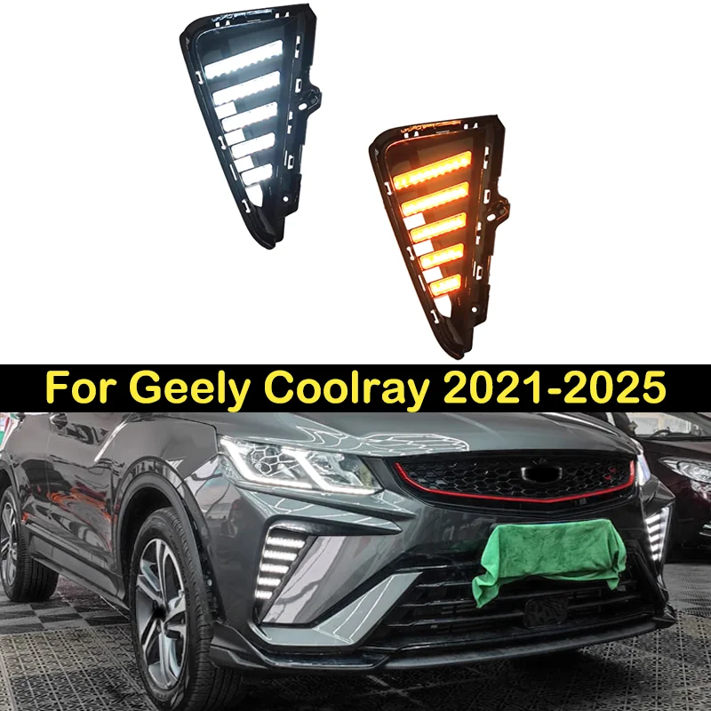 DECHO For Geely Coolray 2021-2025 Proton X50 LED Foglight DRL Front bumper foglight foglamp Daytime running light