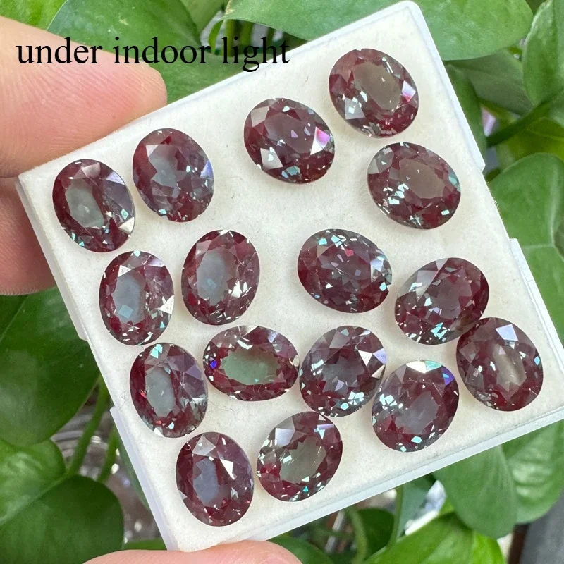 Oval Shape Alexandrite Lab Grown Gemstone Color Changing Stone with Certificate DIY Chamrs Ring Necklace Earrings Main Materials
