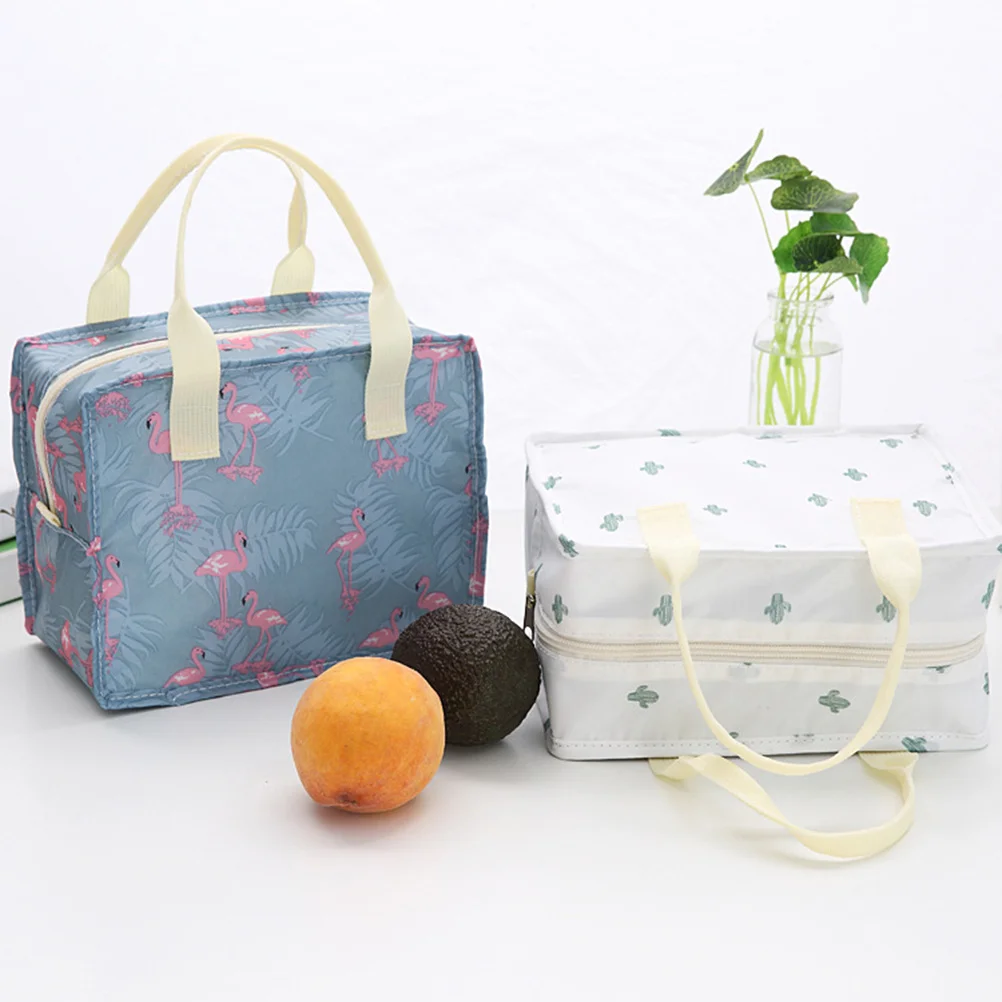 

Cartoon Cactus Thermal Bag Portable Waterproof Lunch Box Storage Pouch Large Room Zipper Handle Carry Lunch Bag for Women Kids