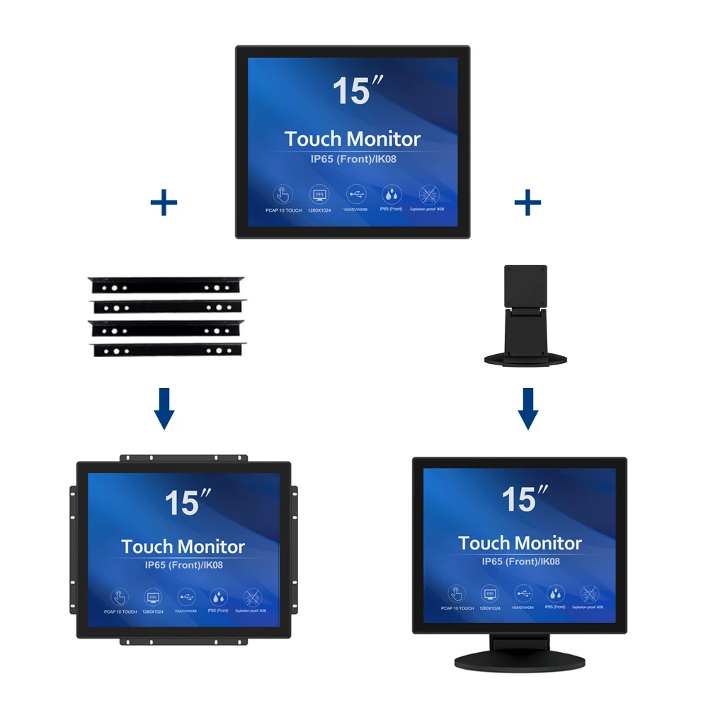 15 Inch 10 Points Open Frame Pcap Tft Lcd Monitor Touch Display