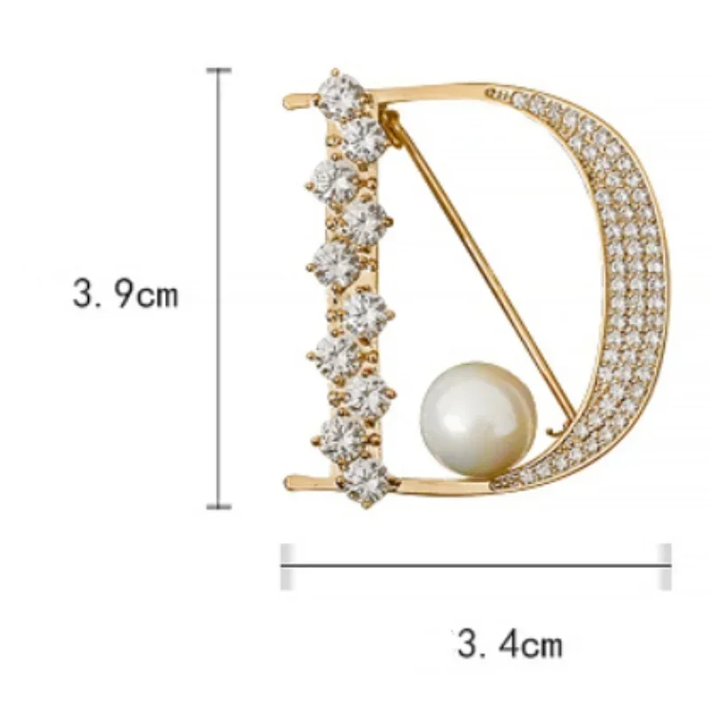 Light Luxury New Women's High-end D Letter Zircon Brooch Pin Ins Design Coat Dress Jacket Accessories Personalized Suit Corsage