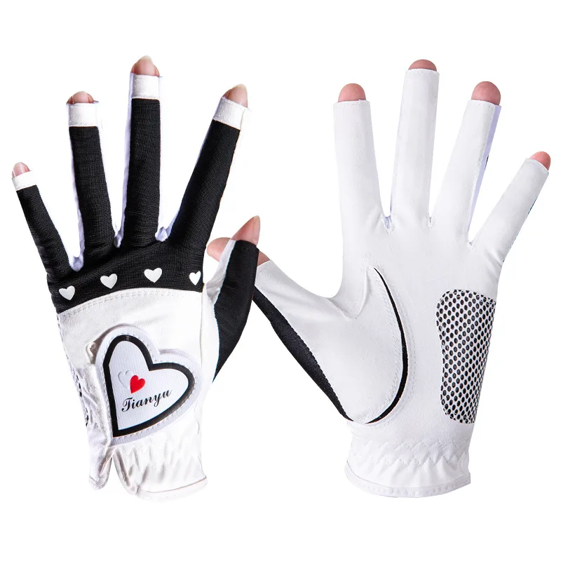 

Golf Gloves Women Open Finger Gloves Palm Anti-slip Particles Left and Right Hands Breathable Sports Cycling Ladies Golf Wear