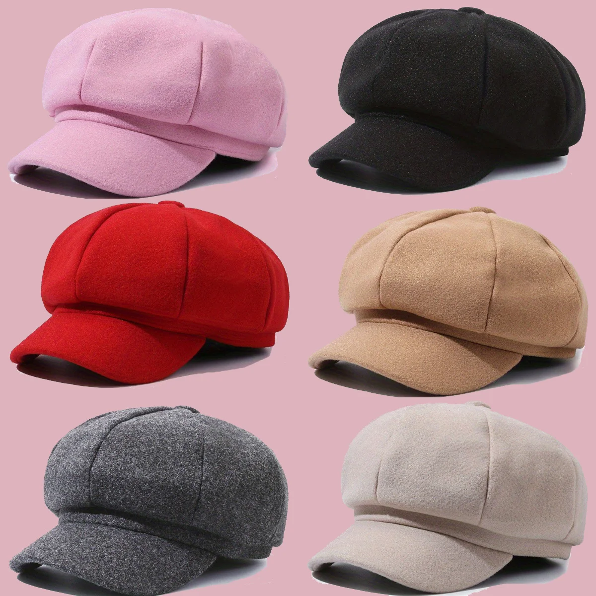 

Fashion Solid Colour Octagonal Cap Men Korean Version of The Autumn Winter Models Berets Tweed Hat
