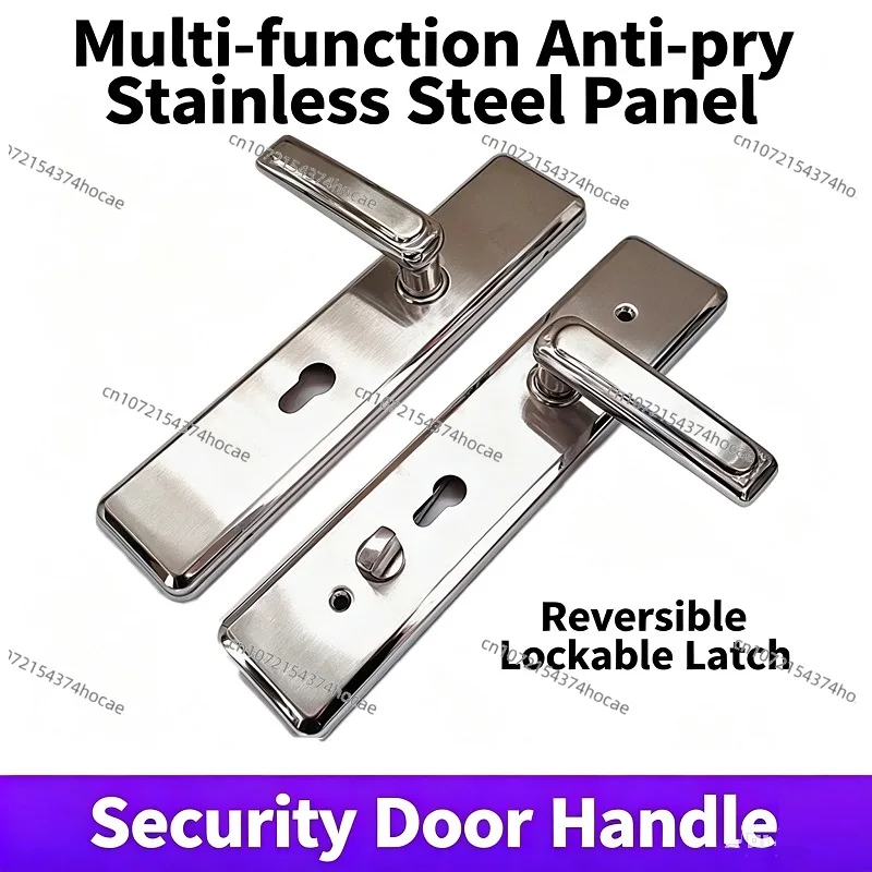 Stainless Steel Thickened Door Handle for Security Door, Reversible & Adjustable