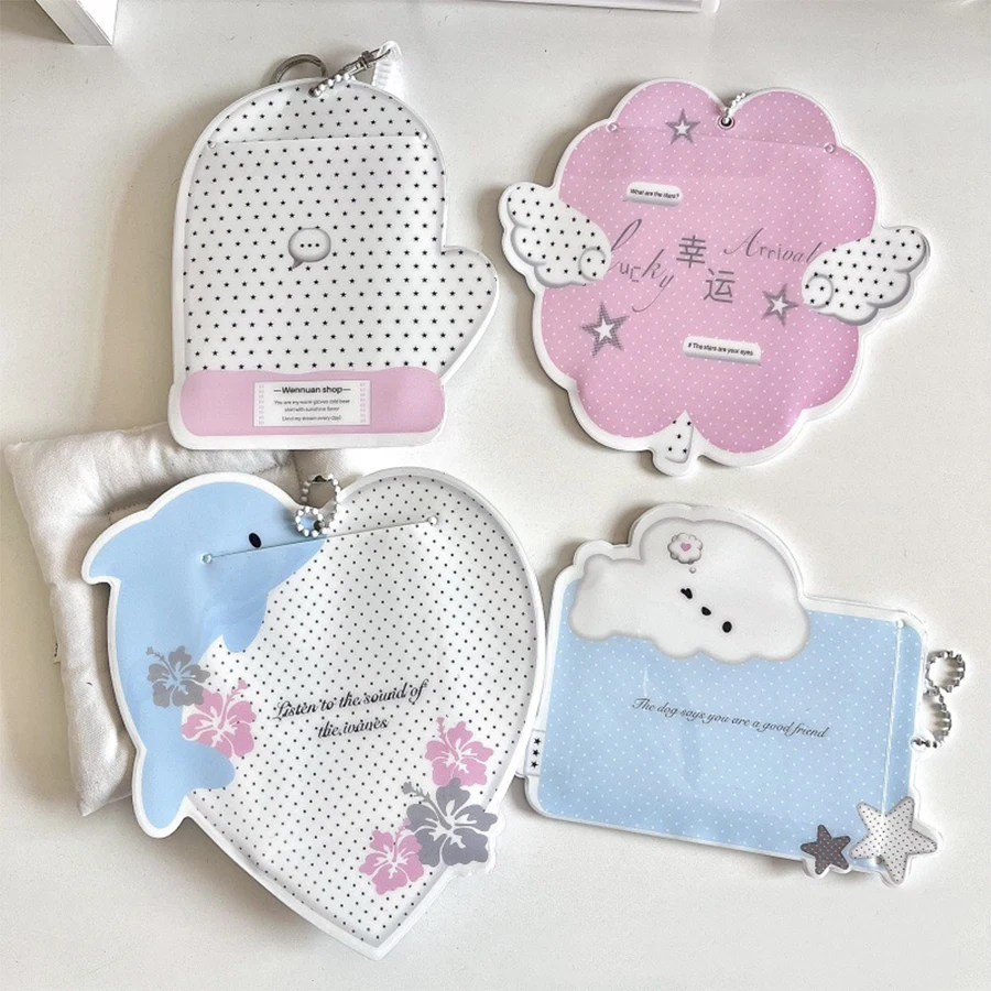 Cute Kpop Photocard Holder with Keychain 3 inch Mini Photo ID Card Holder Protector Stationery