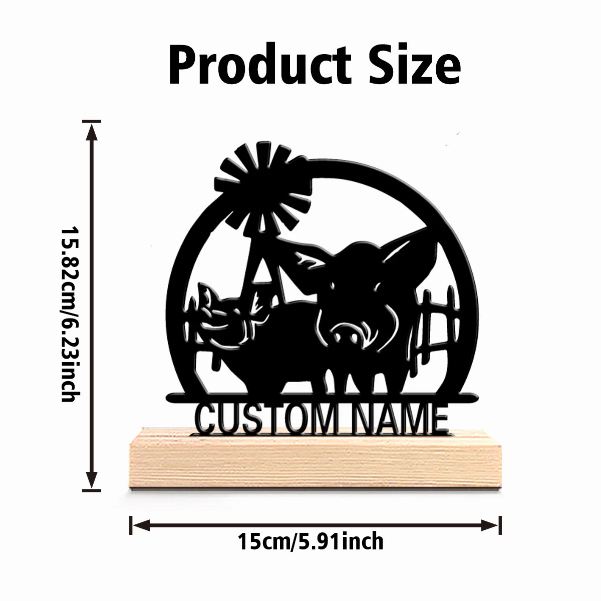 1 قطعة تماثيل معدنية رومانسية مخصصة للخنزير ديكور مطبخ ريفي مع قاعدة خشبية ، مثالية للمزرعة ، Cottagecore Sty #2