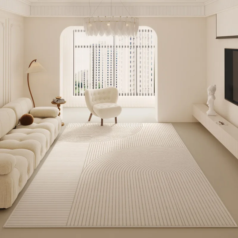 Luxury Minimalist Living Room Carpet Cream Color Large Area Rug for Sofa Bedroom Home Decor