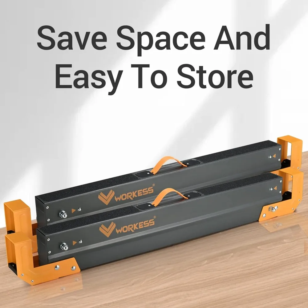 Cabavelos de serra personalizáveis, 2 pacotes dobráveis, capacidade de carga de 2600 lbs e mesa de serra resistente de altura ajustável de 24-32 polegadas com 2x4