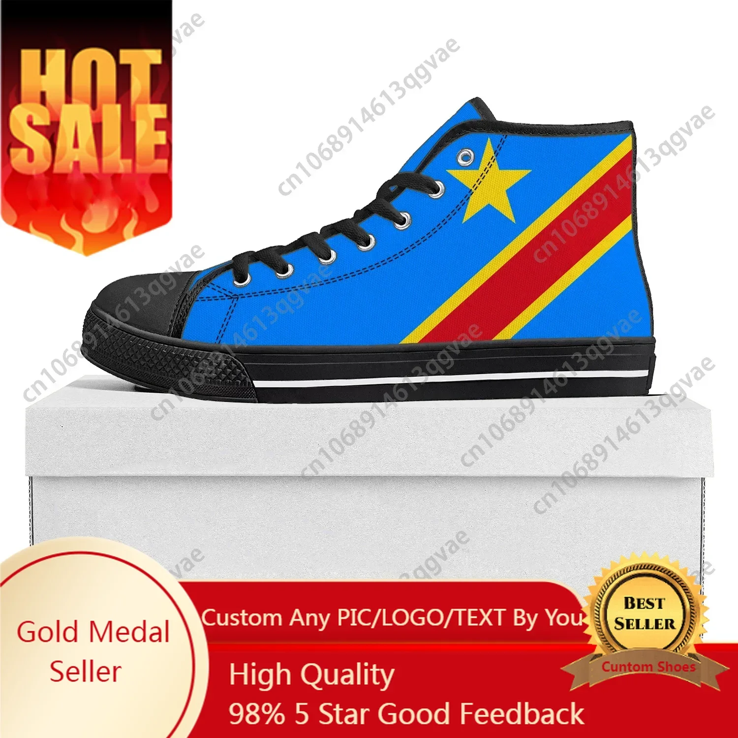 

Democratic Republic of the Congo Flag High Top Sneakers Mens Womens Teenager Canvas Sneaker Couple Shoe Custom Shoe