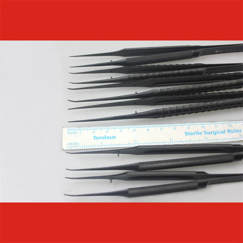 

Shanghai Jinzhong Медицинский микроскопический пинцет с прямым изгибом, хирургический инструмент для рук и ног, черный титановый сплав WCC