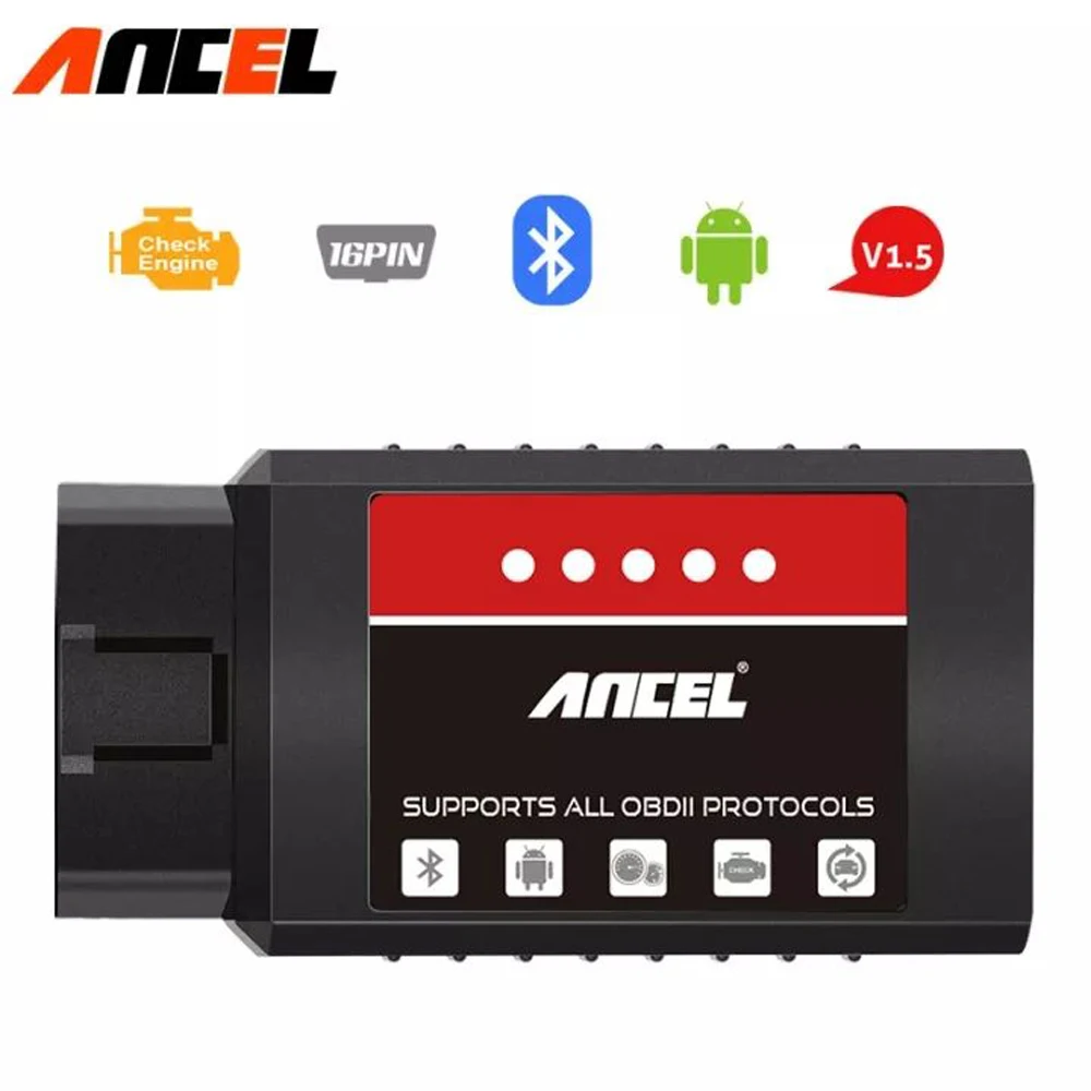 

ANCEL ELM327 V1.5 Bluetooth Scanner OBD2 Scanner PIC18F25K80 Chip Code Reader Engine Car Diagnostic Tool For iPhone/Android