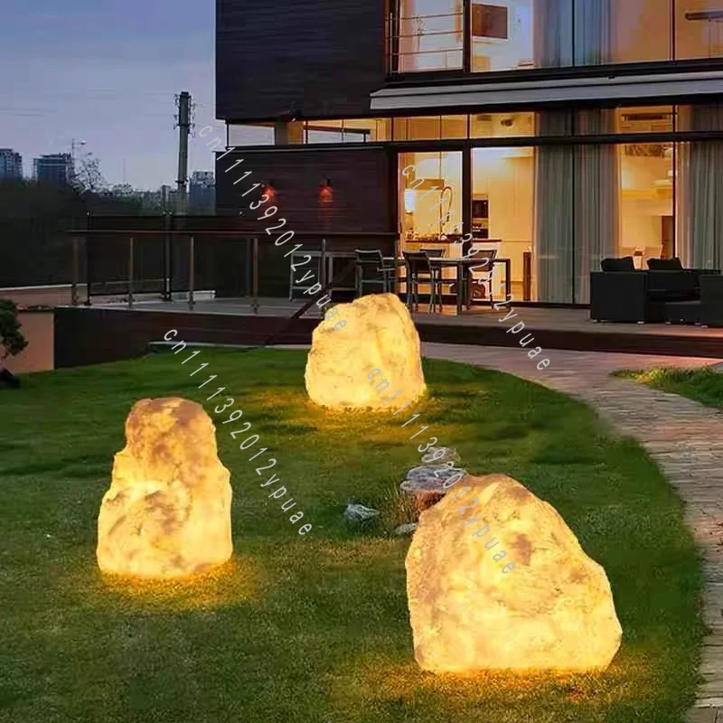 Solar LED Luminous Stone Lamp Outdoor Lawn Waterproof Garden Landscape Decoration for Yard Patio Pathway