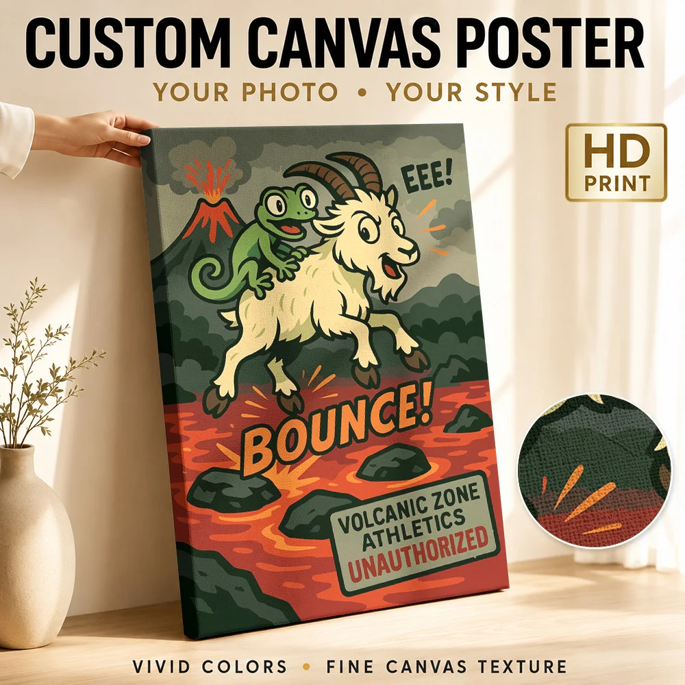 Volcanic Zone Athletics: Unauthorized Bounce! Canvas Print Poster Custom Modern Aesthetic Wall Paintings Decoration for Office