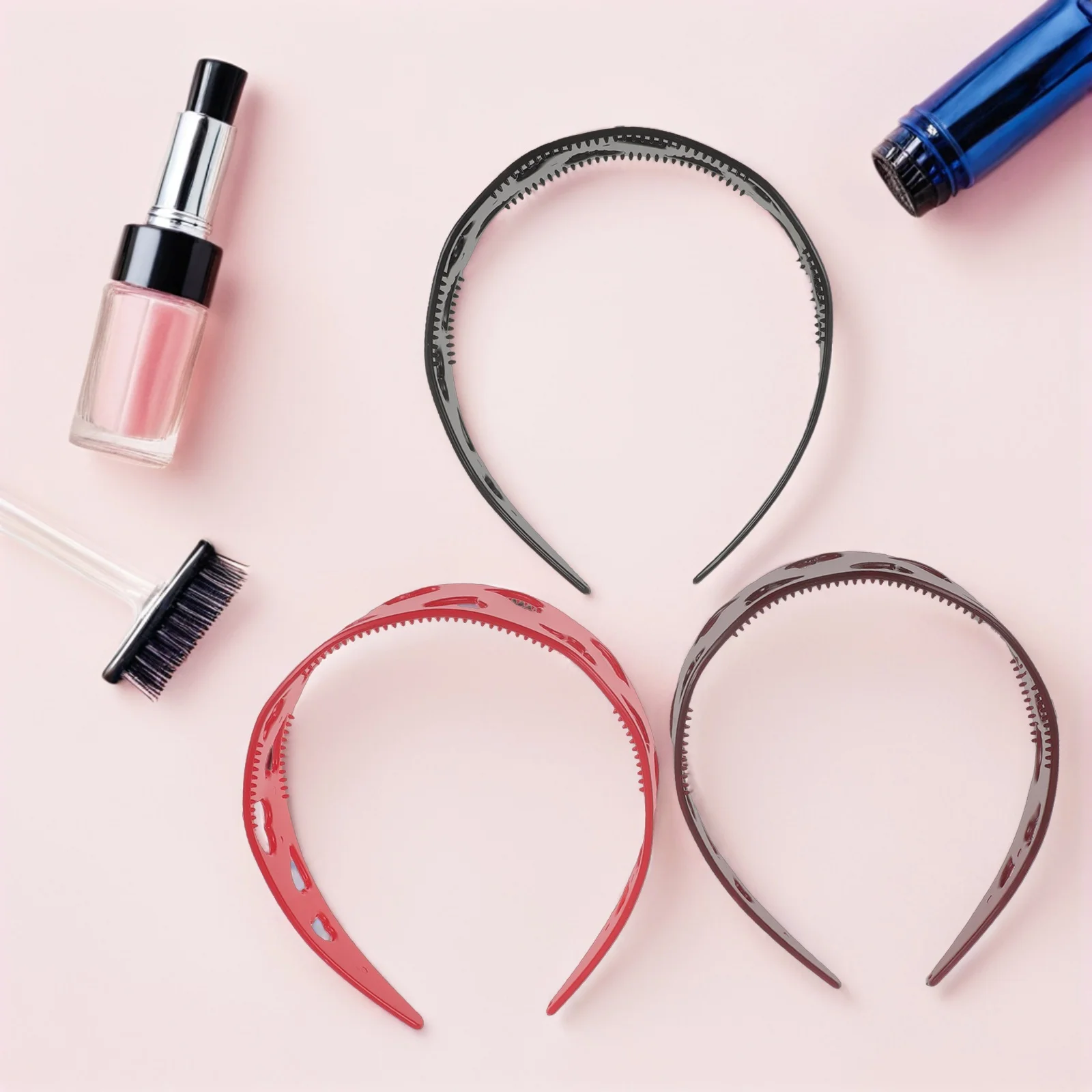 3pcs Love Heart Headbands For Women Wide Plastic Hair Bands Non-Slip Teeth Valentine'S Day Headpiece Decorative Hairwear