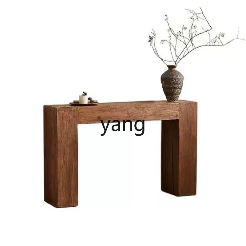 

LH wabi-sandy wind all solid wood new Chinese entrance table retro view table