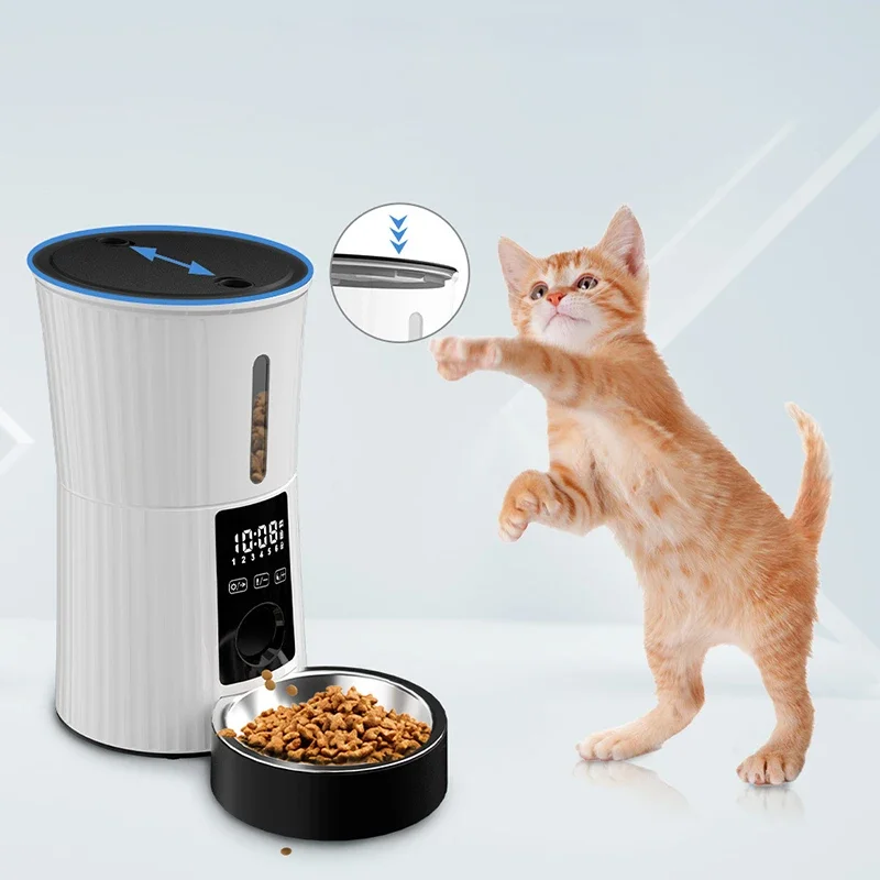 Automatic Cat Feeders WiFi 4L Dry Food Dispenser Dogs Smart Pet Feeder with Desiccant Bag Dual Power Supply 10S Voice Recorder