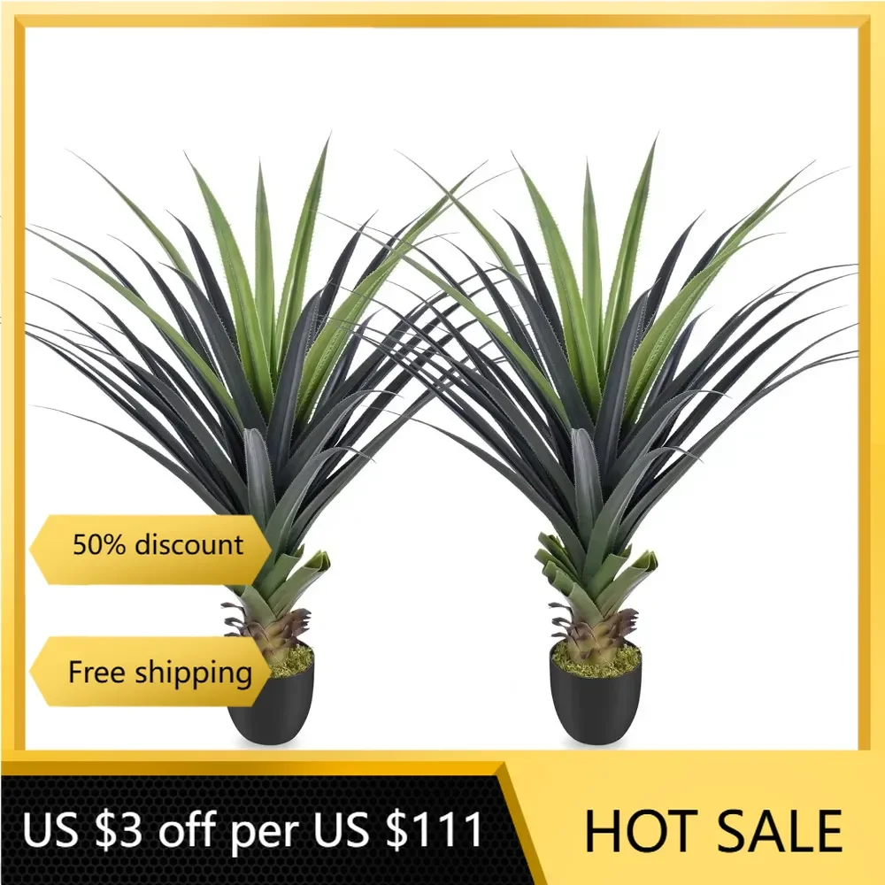 

48inch Faux Agave Plants Indoor Outdoor UV Resistant Realistic Floor Plant Perfect for Office Decor (Set of 2)