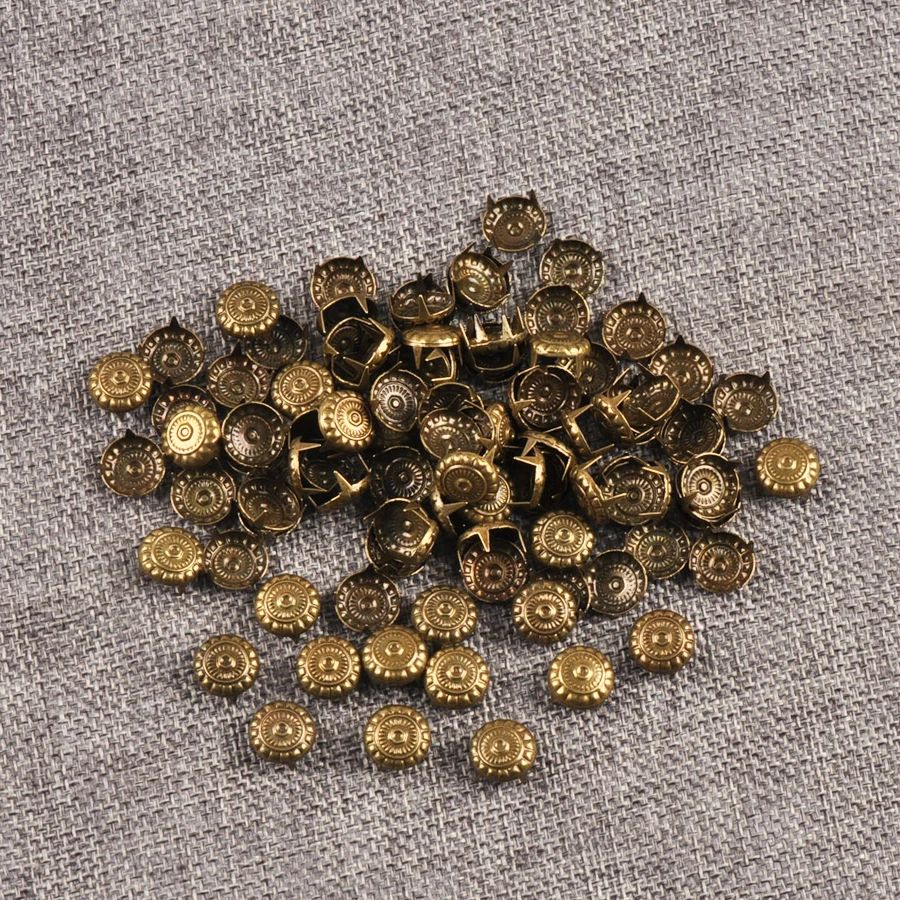 100 шт. 6x11 мм смешанные круглые металлические бронзовые угловые штифты для одежды, обуви, четырехногие застежки, креативные украшения, поделки cp1917