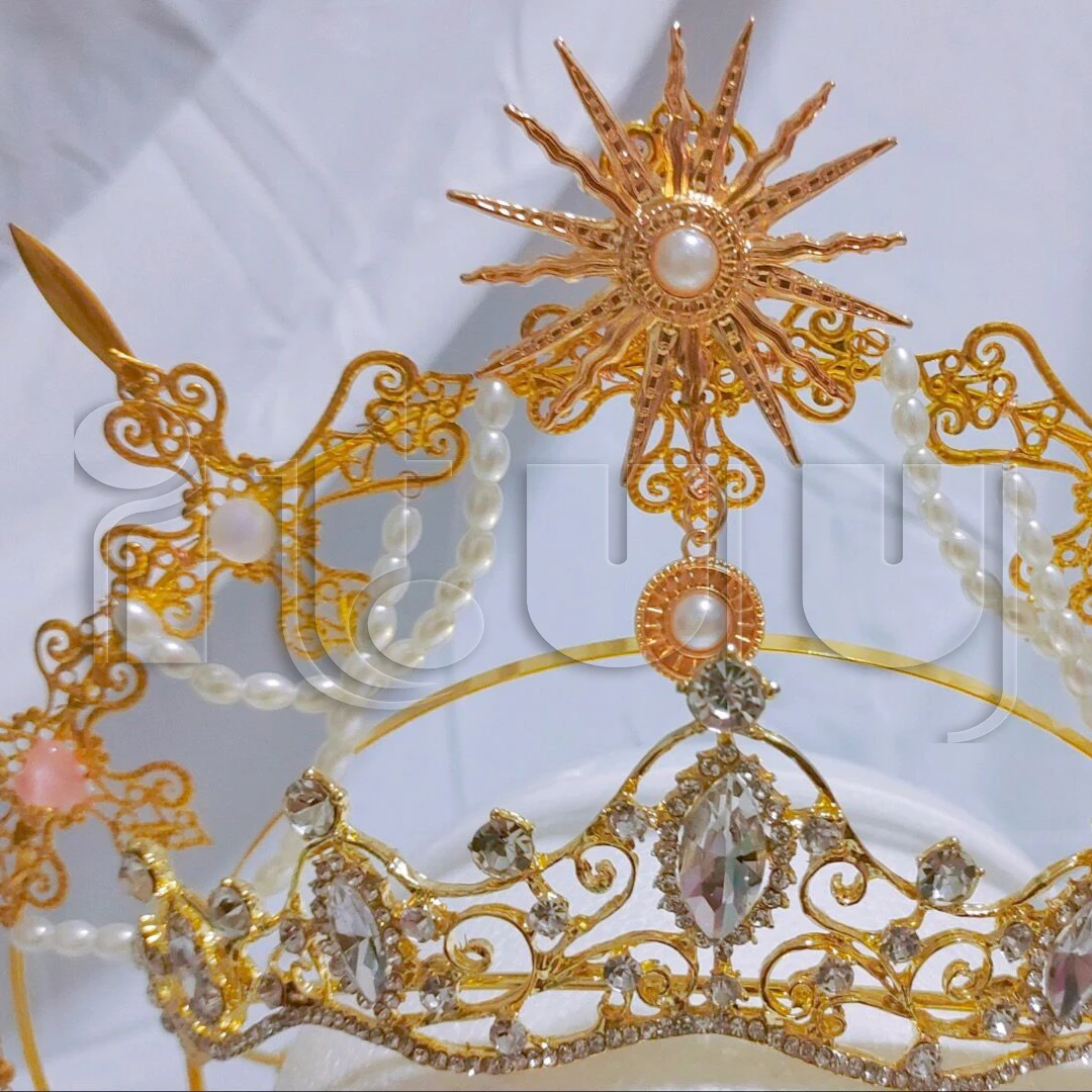 Bandeau couronne croisée en or noir, gothique, Lolita, déesse du soleil, reine, Halo à pointes, accessoires pour cheveux pour femmes, Halloween, noël