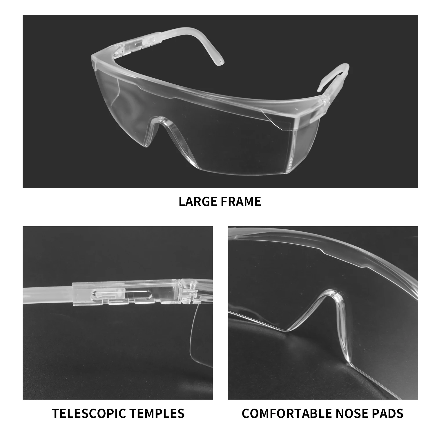 HD Clear Safety Goggles Anti-Splash Anti Wind Anti Fog Protective Glasses for Industry Working Hospital Cycling Public Area