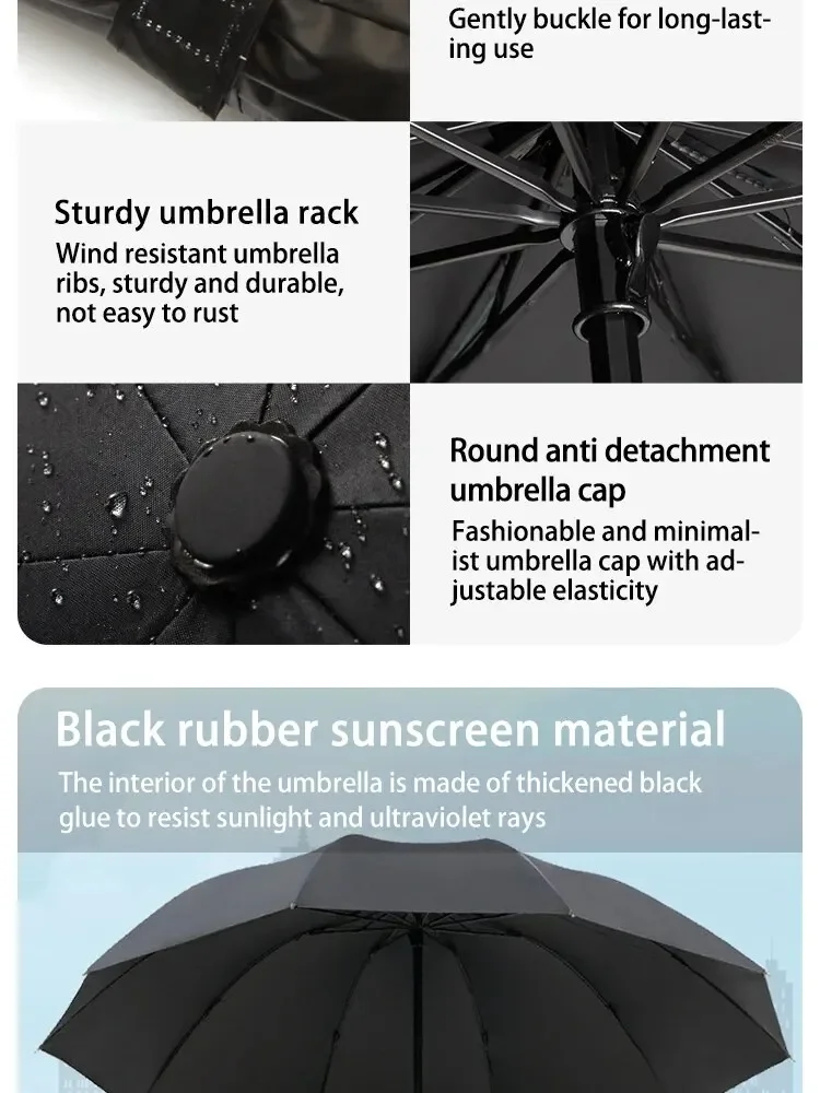 130cm Hochwertiger Zehn-Rippen-Regenschirm Wasserdicht Windbeständig Verstärkter Rahmen Manueller Großer Schutzschirm – Detail 7