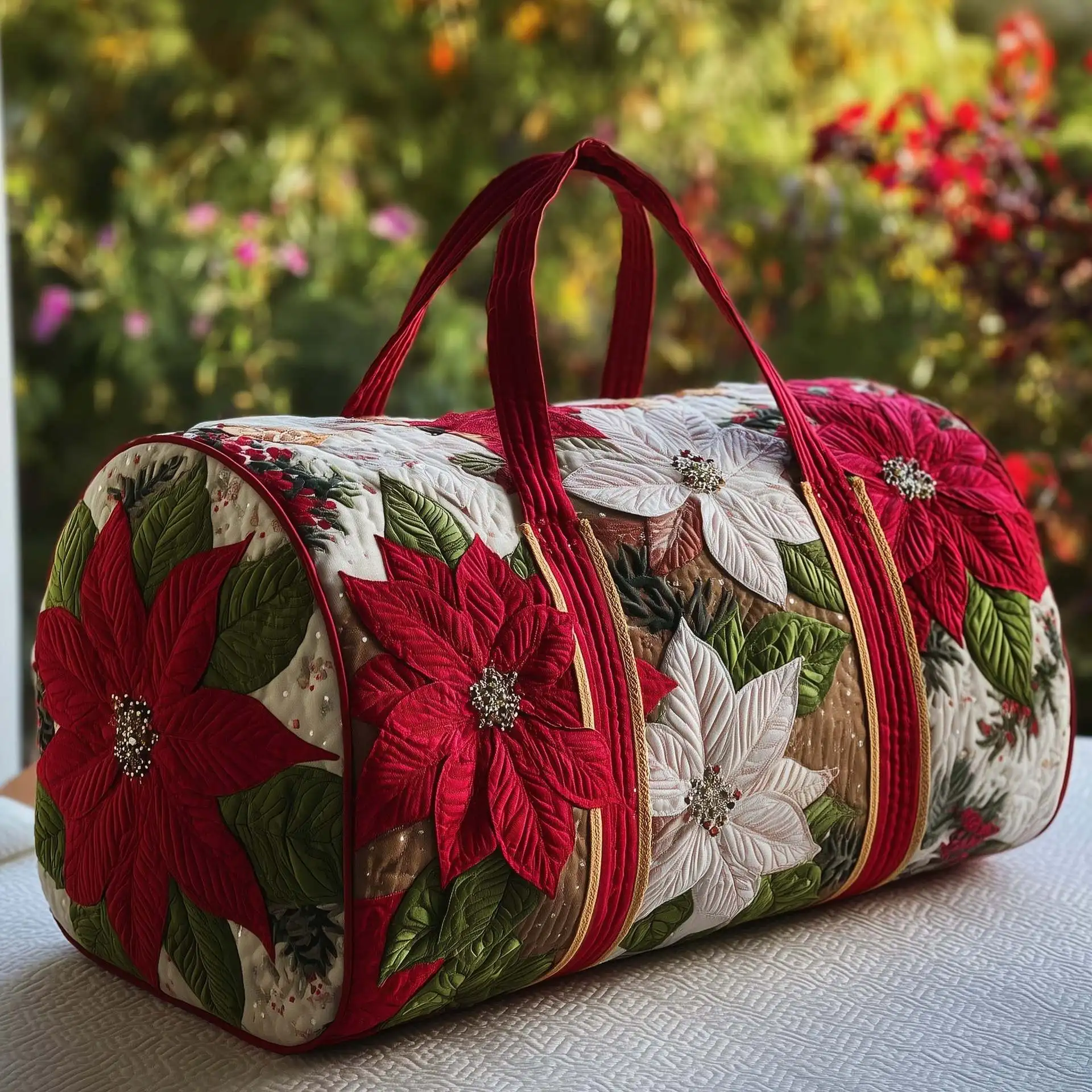 

3D Printed Quilted Bags floral Personalized Gifts Sport Bags Handbag Tote Bag Training Travel Bag Beach Hiking Camping