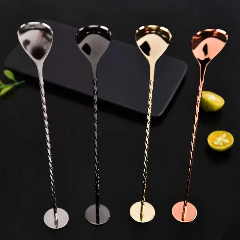 

27.5cm Stainless Steel Cocktail Bar Spoon Disc Tail Drink Mixer Bar Stirring Mixing Barware