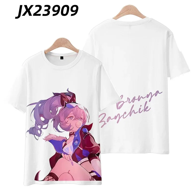 Anime Honkai Star Rail Silver Wolf 3D kaus cetak Wanita Pria Musim Panas O-neck lengan pendek kaus lucu Tshirt grafis kaus Cosplay 2024