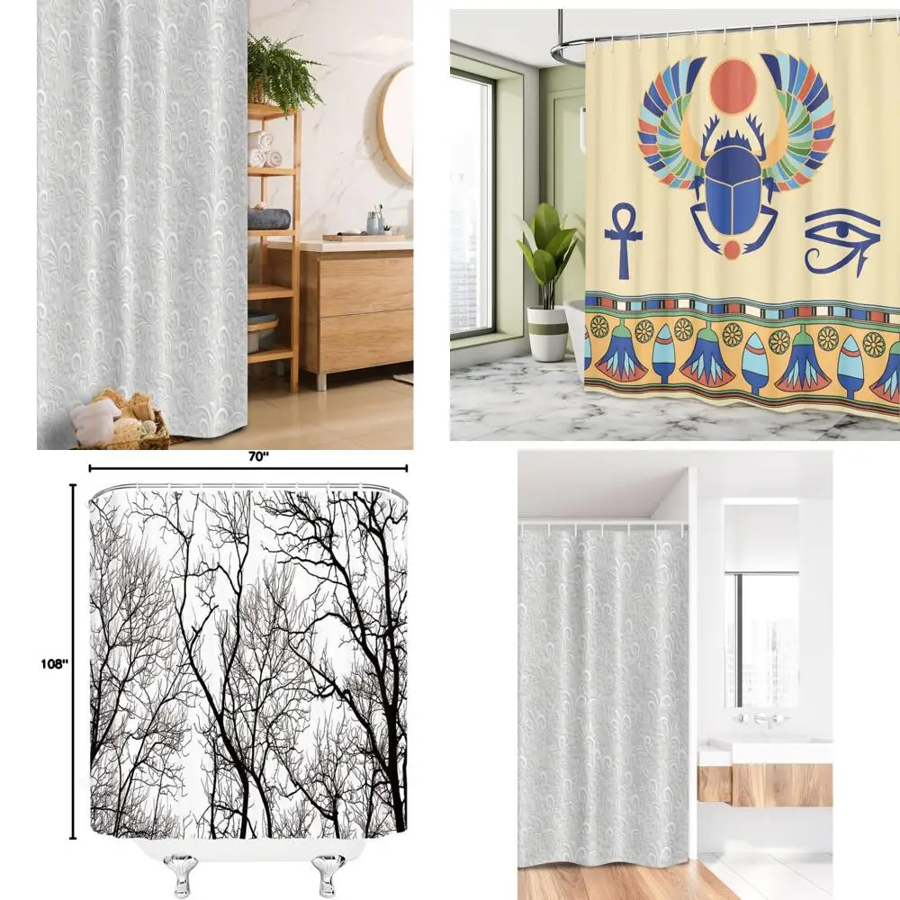 

grey floral shower curtain with victorian swirls and embossed branch art design