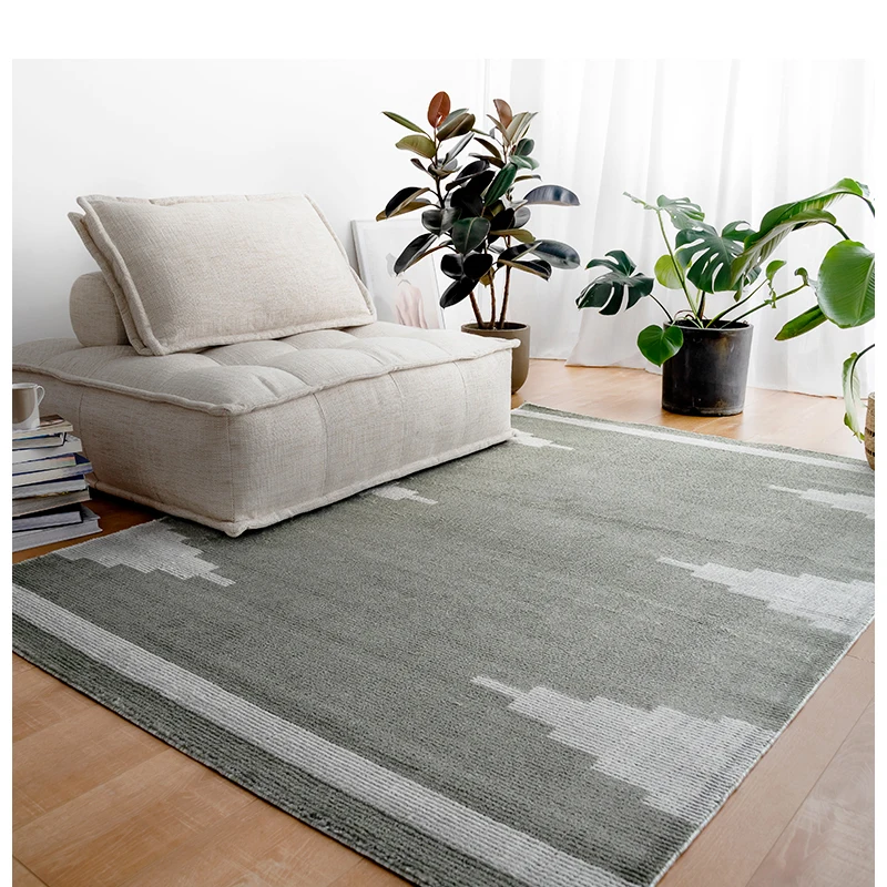 Modern Minimalist Bedroom Living Room Carpet Imported Nordic Sofa Coffee Table Floor Mat Vintage Morocco Green Carpet