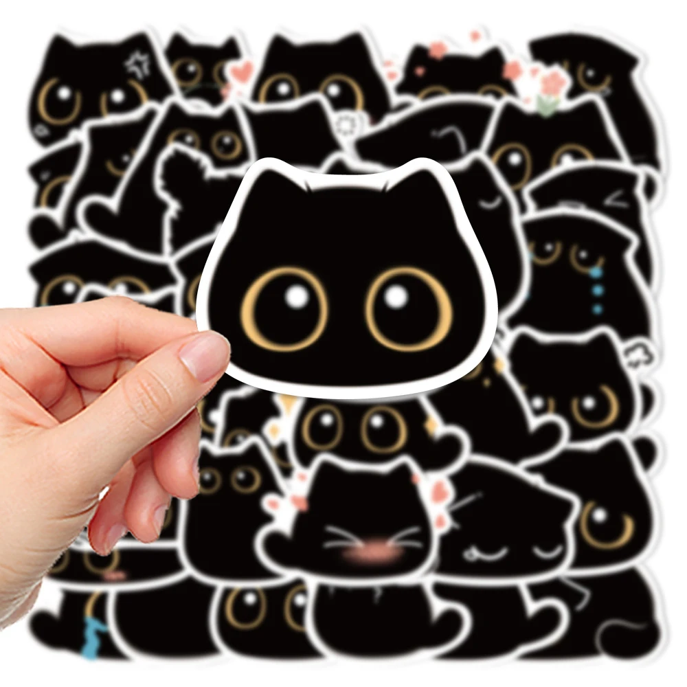 10/20/40 pçs bonito dos desenhos animados gato preto graffiti adesivos para notebook guitarra scrapbooking bagagem kawaii animal adesivo criança brinquedos diy