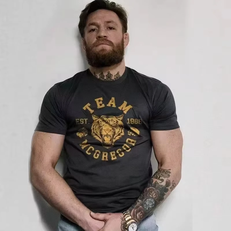 Conor McGregor UFC Summer Cotton Short Sleeve Boxing Fans Must-Have Short Sleeve Tiger Pattern Fighting Sports Boxing T-Shirt