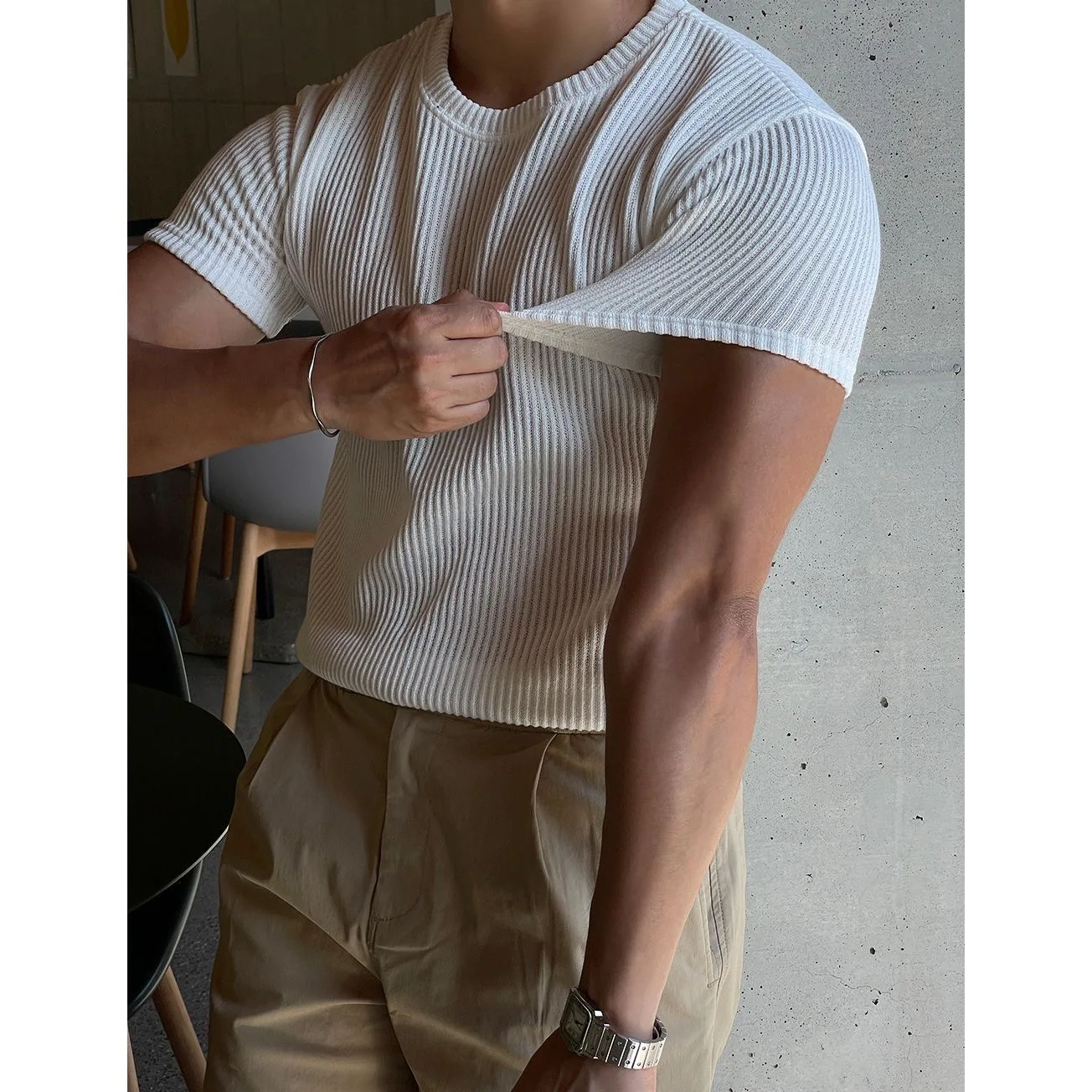 Men's Summer Short Sleeve Men Athleisure Workout Short Sleeve Muscle Fitness T-shirt High Quality Men Cozy T-shirt Streetwear