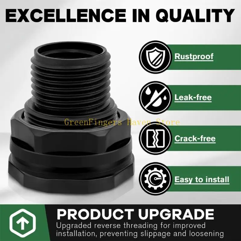 F68D 10pack Heavy Duty Water Adapters Tanks Joint Waterproofed Water Pipe Adapter for Rain Barrels And Pond