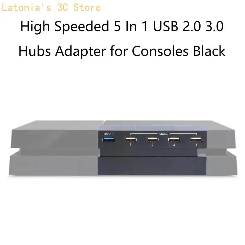 Hochgeschwindigkeits-5-in-1-USB-Hubs für Konsolen, schwarzes Controller-Zubehör, einschließlich 4 x USB 2.0- und USB – Detail 9