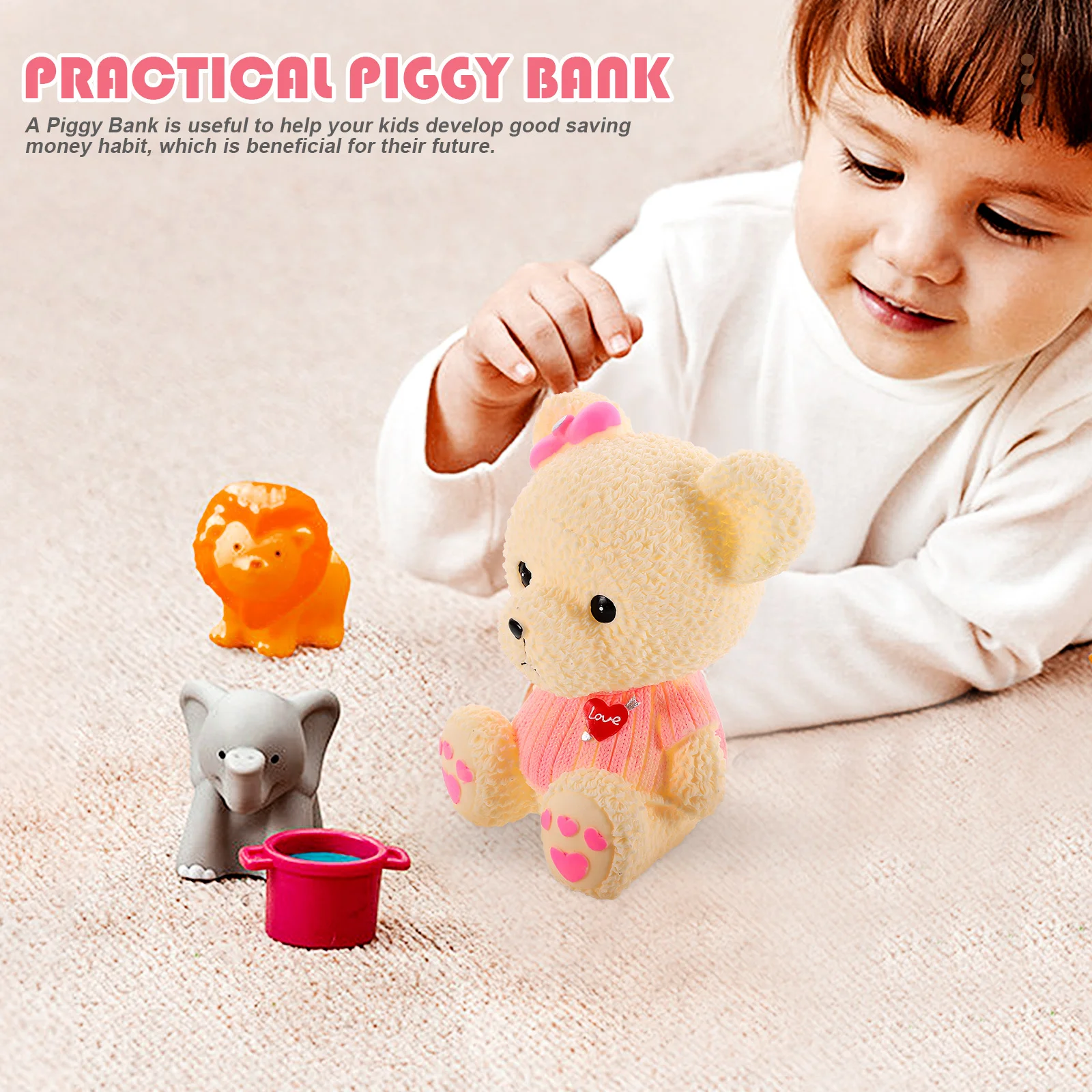 

Decorative Bear Shaped Piggy Bank Coin Container Money Saving Jar for Birthday Gift Vinyl Piggy Bank Lovely Money Pot