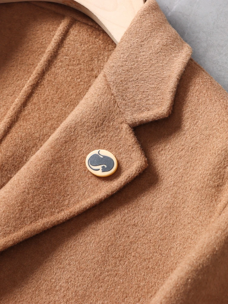 

Briti Sle Men's Wool Blend Double Face Coat Mid-Length Trendy Autumn Winter Faionable Busin Casual Stand Fit