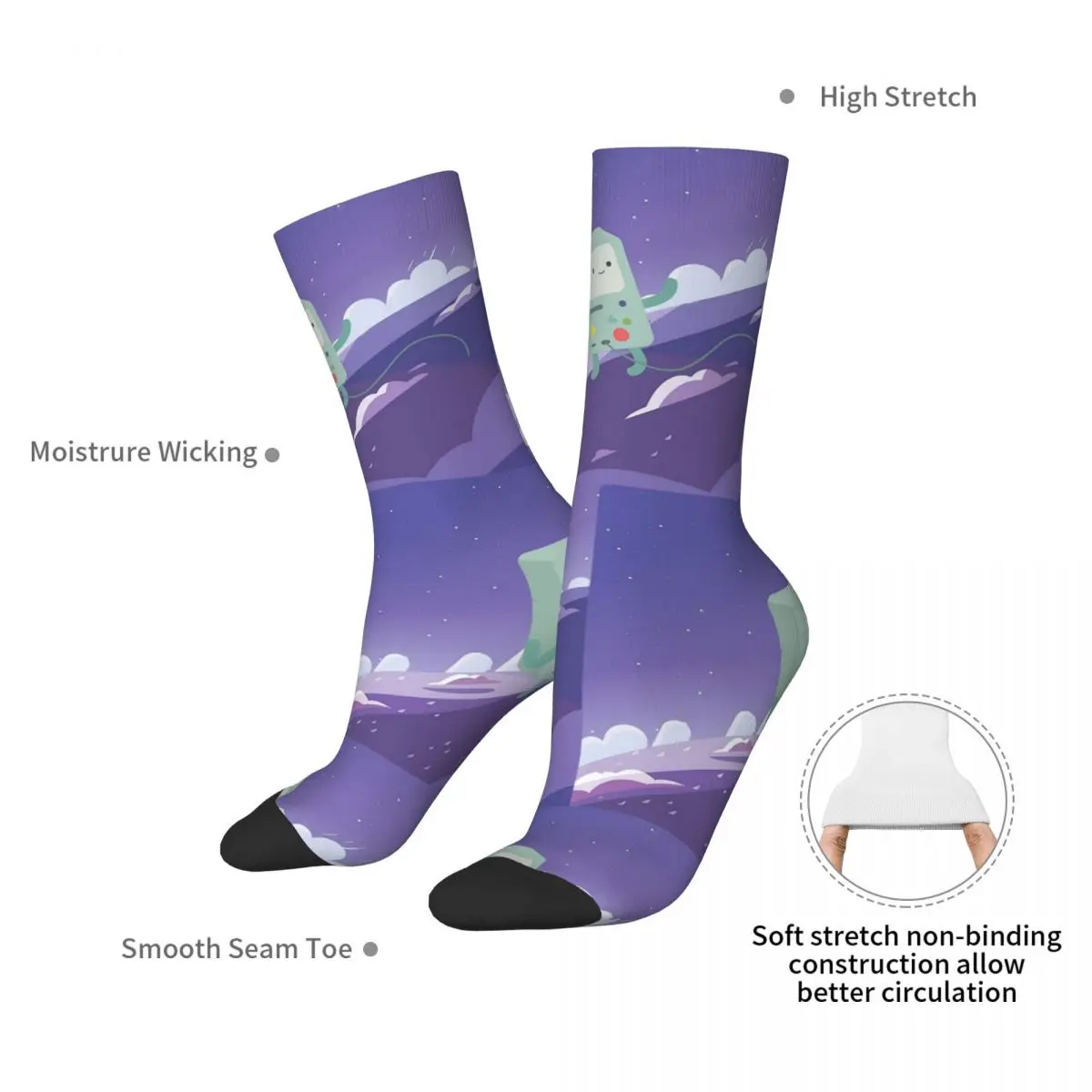 جوارب Bmo العائمة (وقت المغامرة) جوارب Harajuku الممتصة للعرق طوال الموسم جوارب طويلة إكسسوارات لعيد الميلاد للجنسين