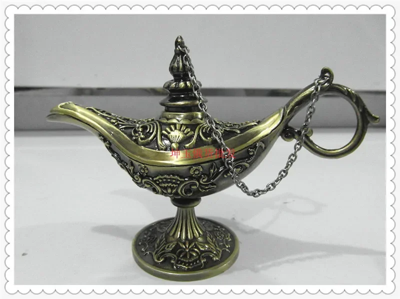 Size 19*13cm BRASS Magic Genie Light OiL Lamp Pot  Russian tea Pot Al-addin Pakistan lamp Decoration BRASS Silver