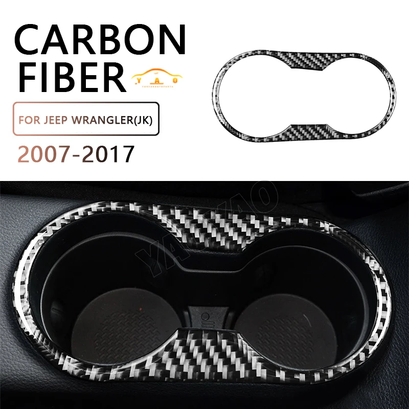 

Car Interior Accessories For Jeep Wrangler JK 2011-2017 Carbon Fiber Central water cup holder Panel Trim Cover