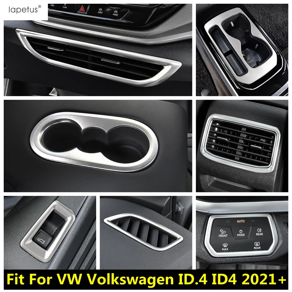 

Dashboard Air AC Vent / Water Cup Panel / Rear Door Button Cover Trim For VW Volkswagen ID.4 ID4 2021 - 2025 Silver Accessories