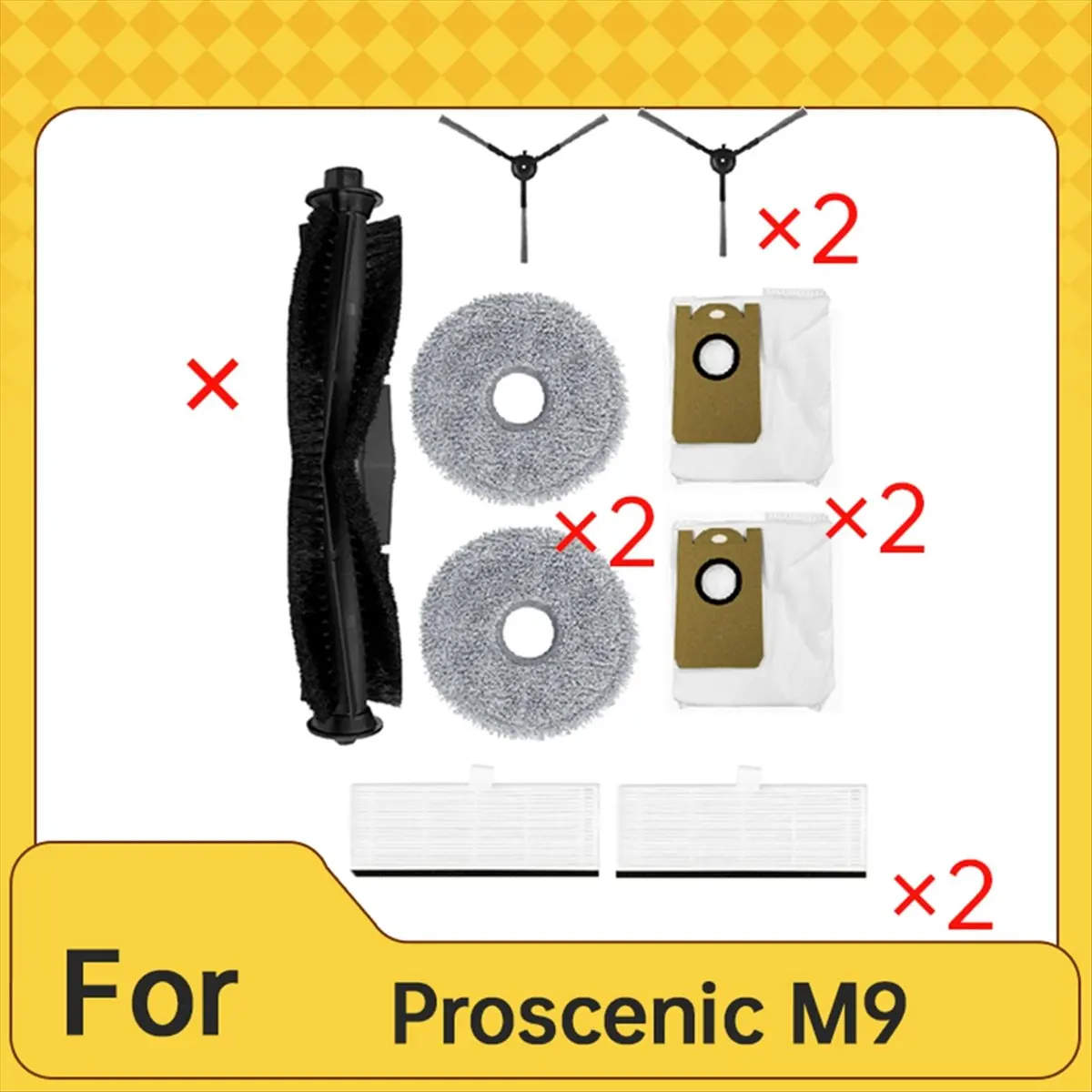 DT34 9 Pcs for Proscenic M9 Sweeping Machine Accessories Main Side Brush Mop Filter Dust Bags - view 3