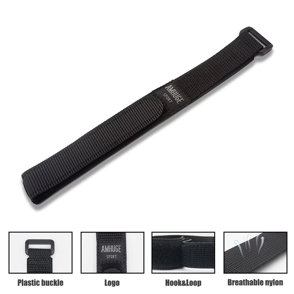 Amضخم 18 مللي متر 20 مللي متر 22 مللي متر هوك وحلقة النايلون الرياضة حزام (Watch) ساعة حزام مقاوم للماء وفي الهواء الطلق مع مشبك من البلاستيك